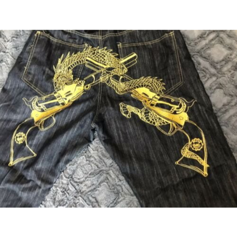 COPY - Brooklyn Unlimited Co. Embroidered Pistols Jeans Mens 40X32